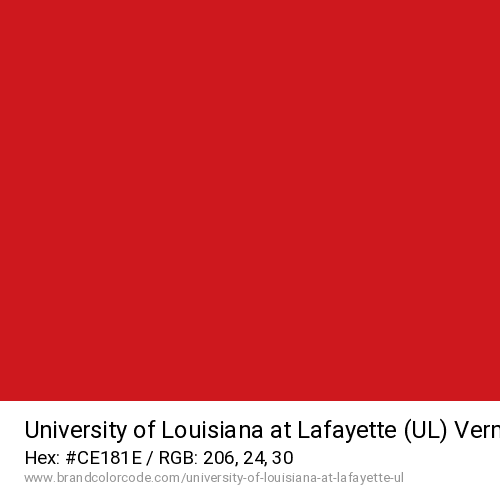 University of Louisiana at Lafayette (UL)'s Vermillion color solid image preview