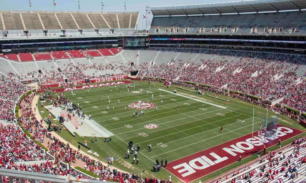 Aerial view of Crimson Tide (University of Alabama) stadium