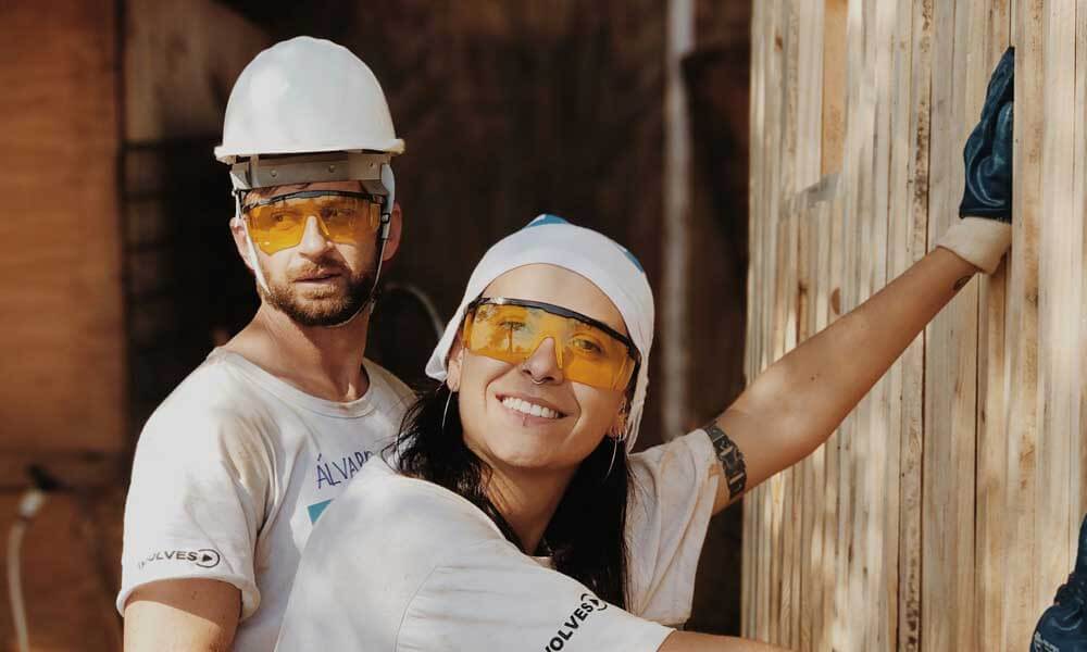 Couple working on home improvement