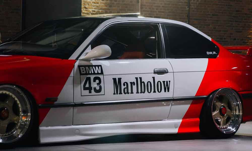 Marlboro logo on BMW rally car