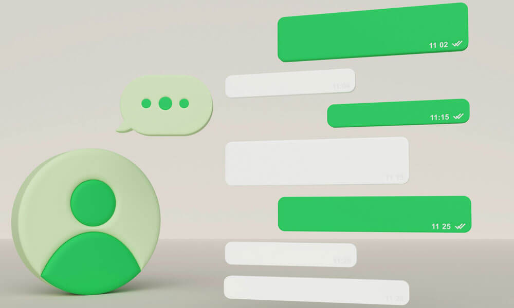 Message bubbles in Whatsapp green and white colors