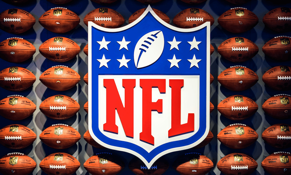 NFL logo superimposed on balls