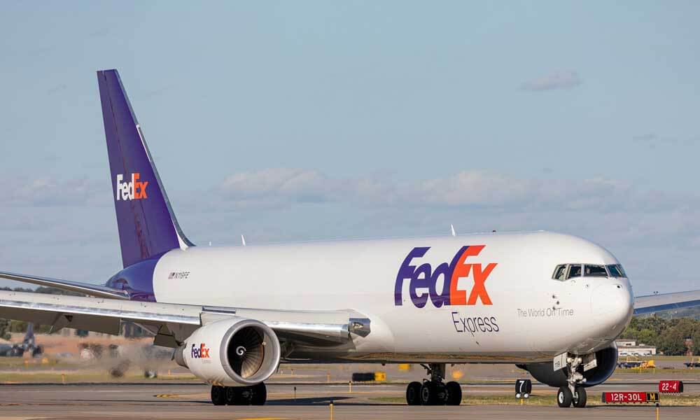 Parked FedEx airplane