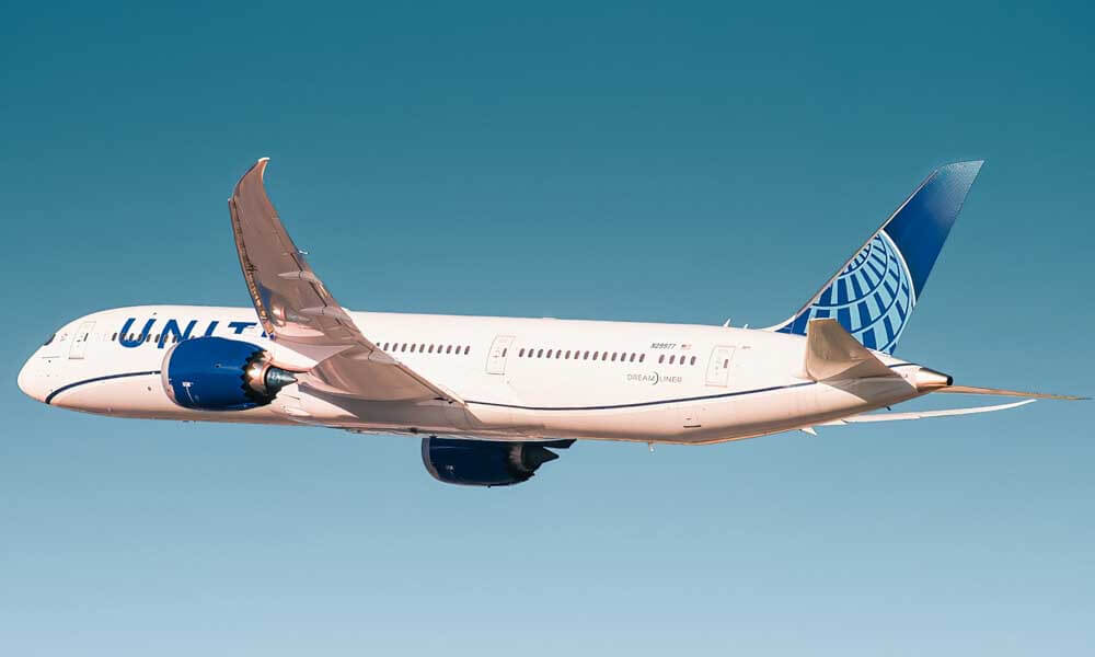 United Airlines aircraft flying
